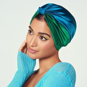 Silkies Satin Turban in Blue and Green